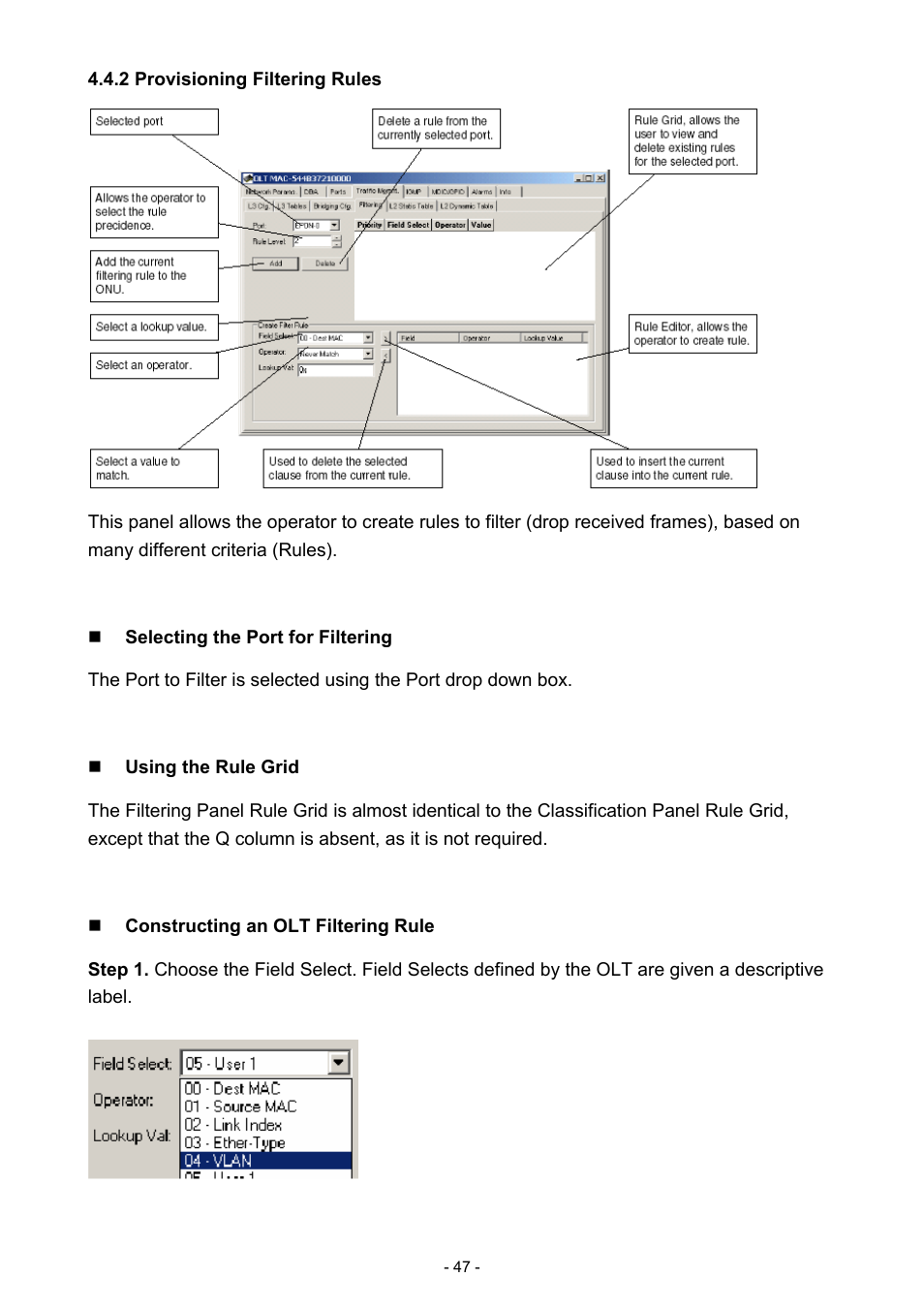 2 provisioning filtering rules | PLANET EPL-1000 User Manual | Page 47 / 83