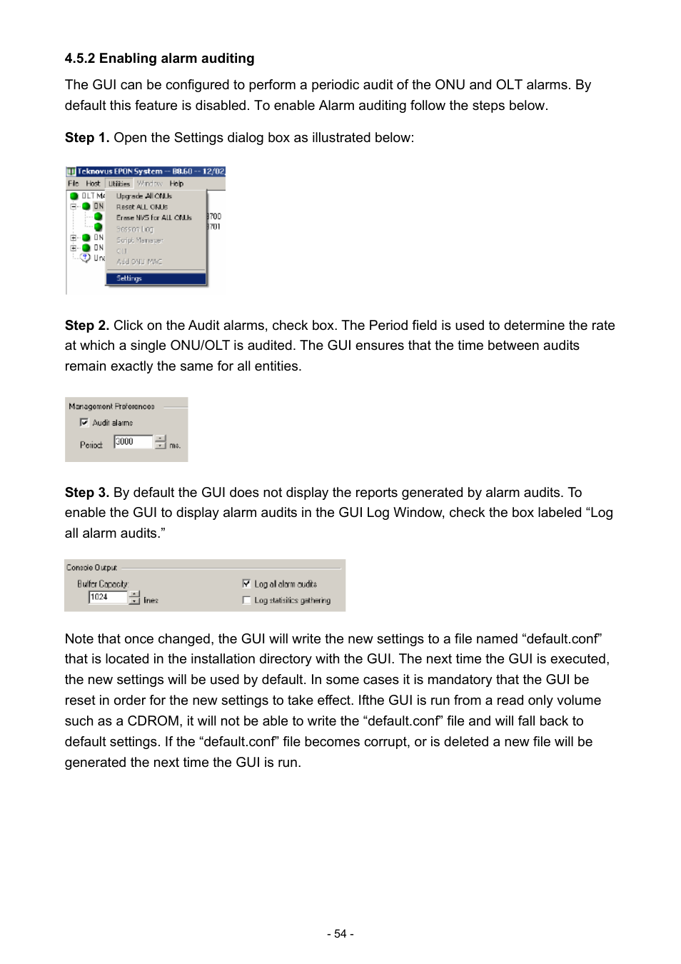 2 enabling alarm auditing | PLANET EPL-1000 User Manual | Page 54 / 83