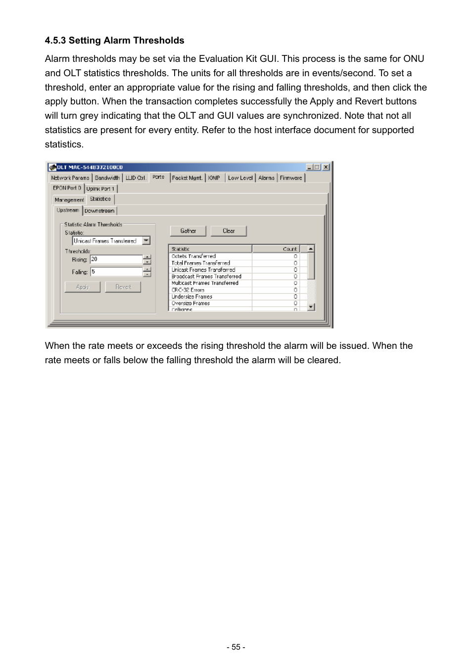 3 setting alarm thresholds | PLANET EPL-1000 User Manual | Page 55 / 83