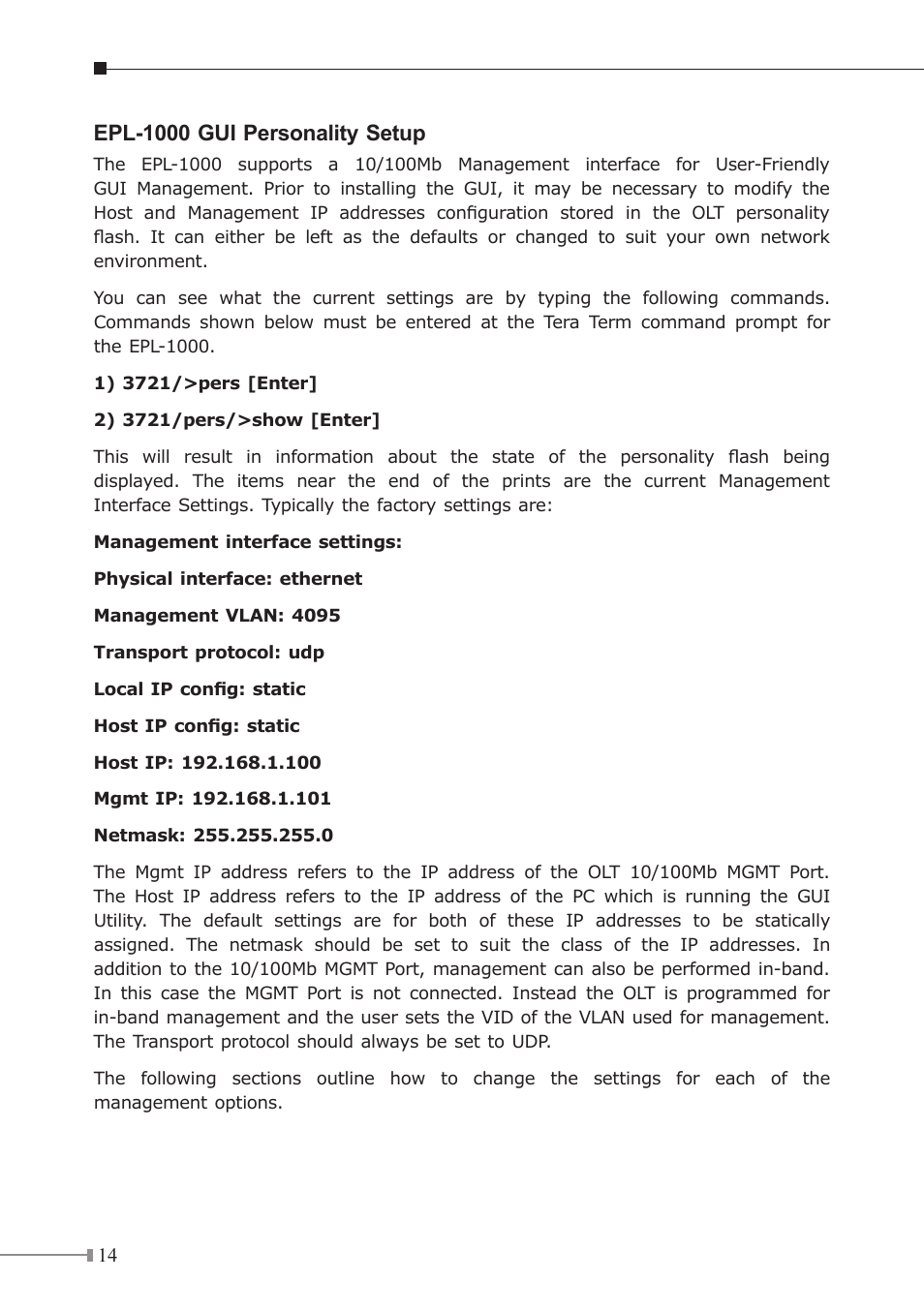 Epl-1000 gui personality setup | PLANET EPL-1000 User Manual | Page 14 / 20