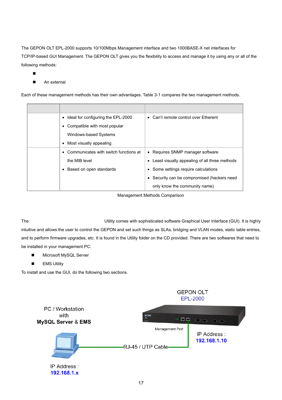 2 management access overview, 3 ems utility management | PLANET EPL-2000 User Manual | Page 17 / 81