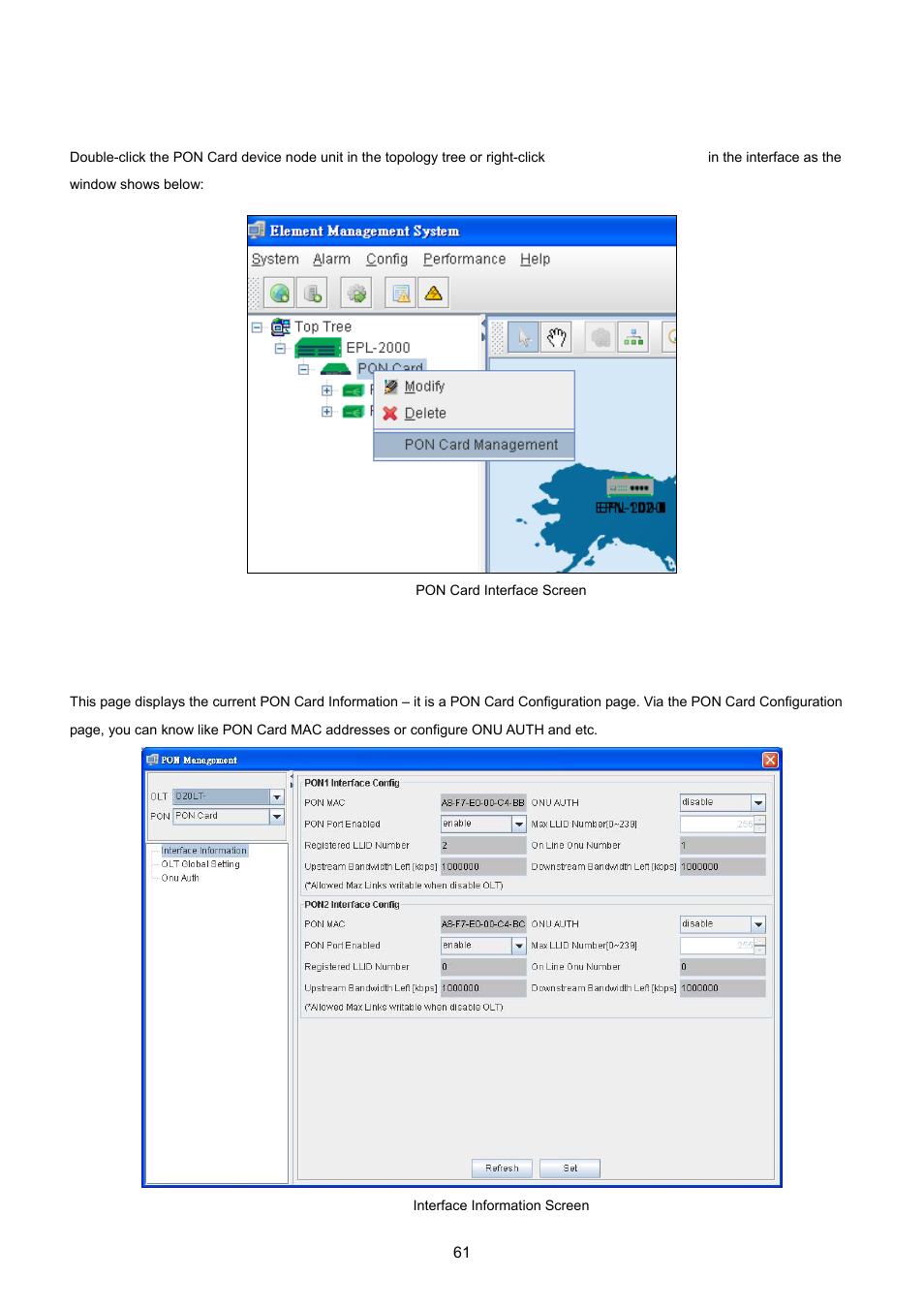 3 pon card management, 1 interface information | PLANET EPL-2000 User Manual | Page 61 / 81