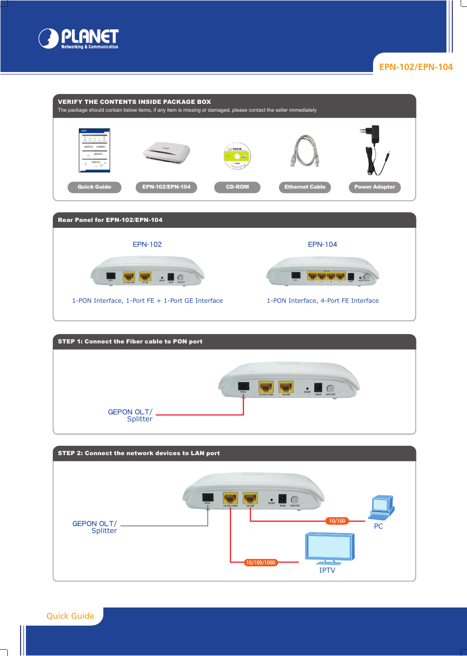 PLANET EPN-102 User Manual | 2 pages