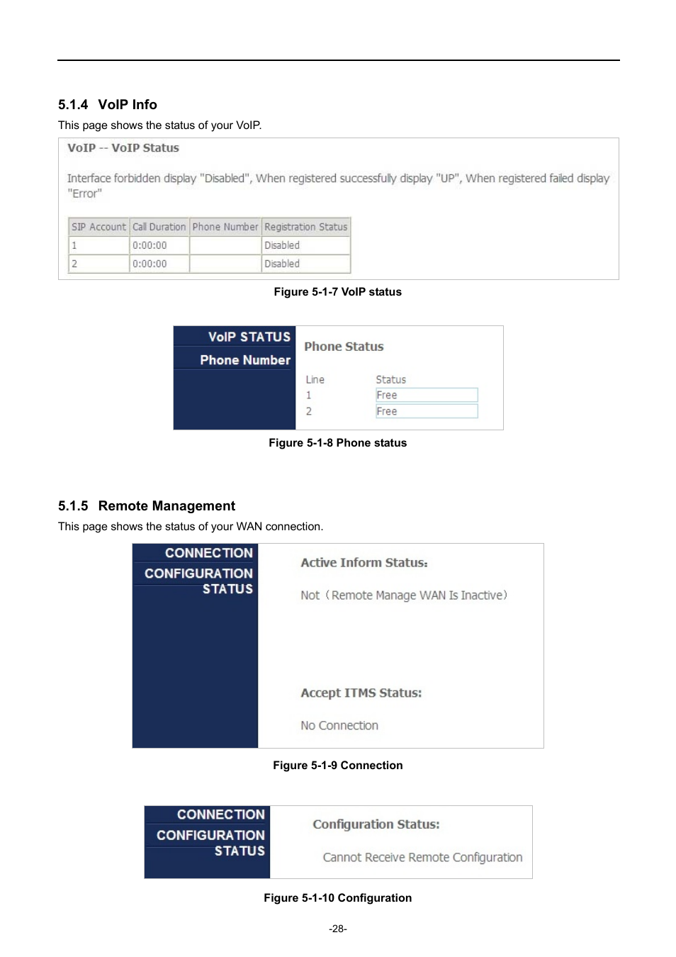 4 voip info, 5 remote management, Voip info | Remote management | PLANET EPN-402NV User Manual | Page 34 / 104