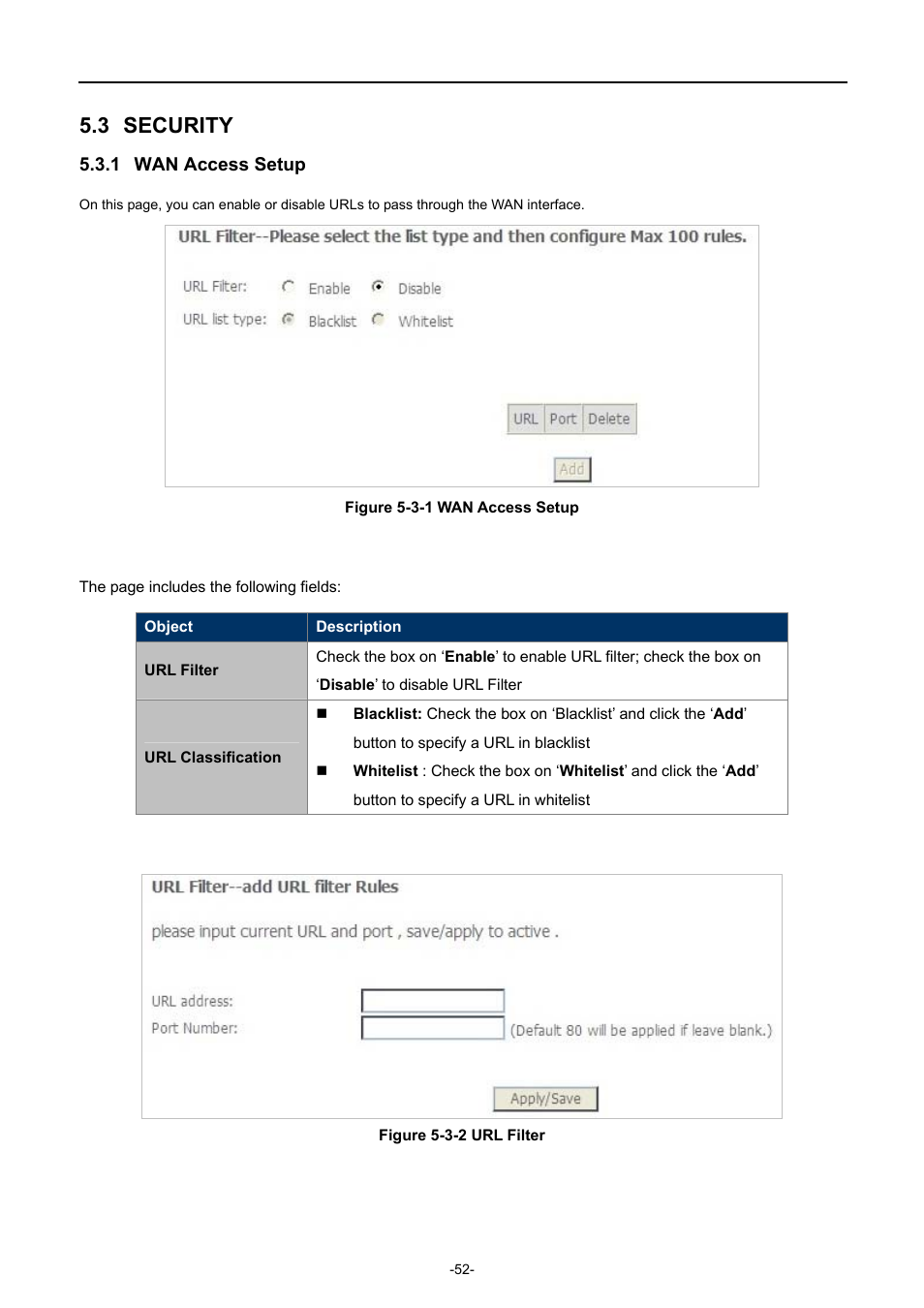 3 security, 1 wan access setup, Security | Wan access setup | PLANET EPN-402NV User Manual | Page 58 / 104