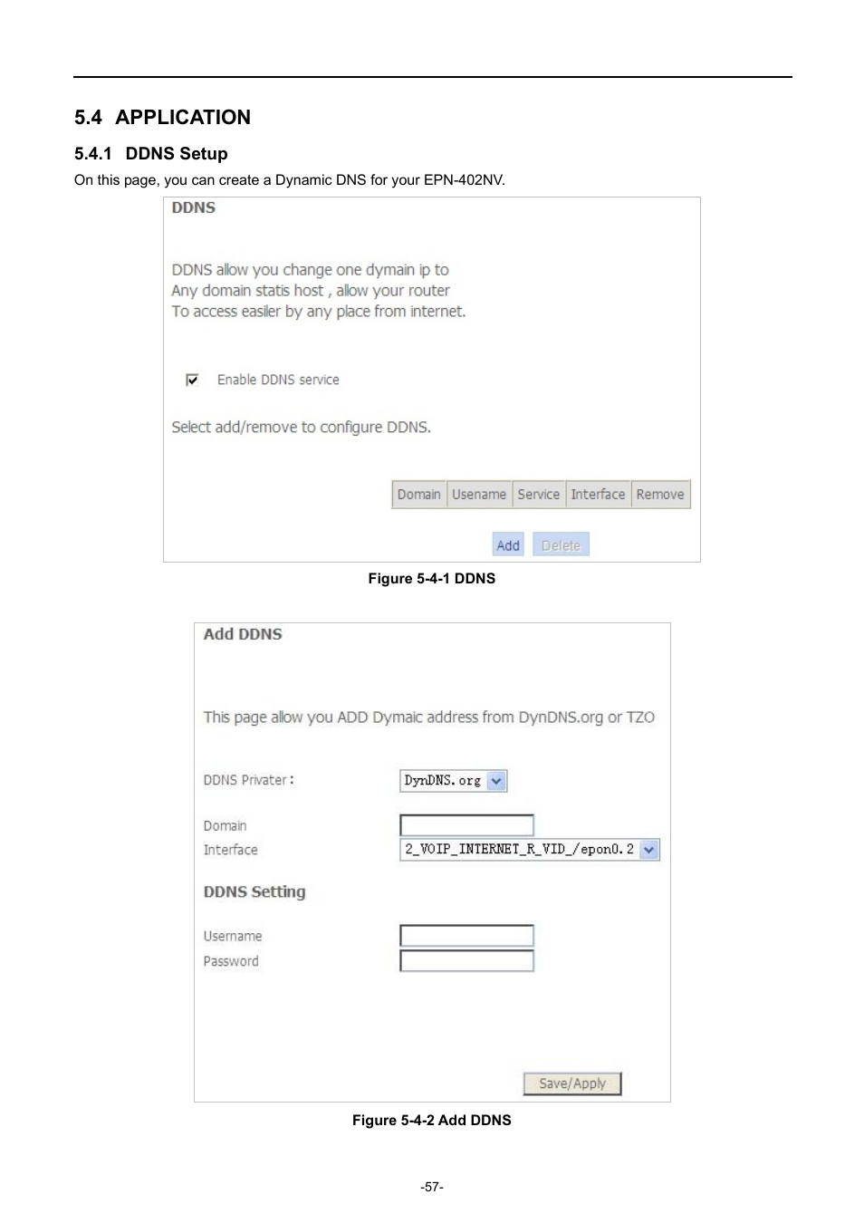 4 application, 1 ddns setup, Application | Ddns setup | PLANET EPN-402NV User Manual | Page 63 / 104