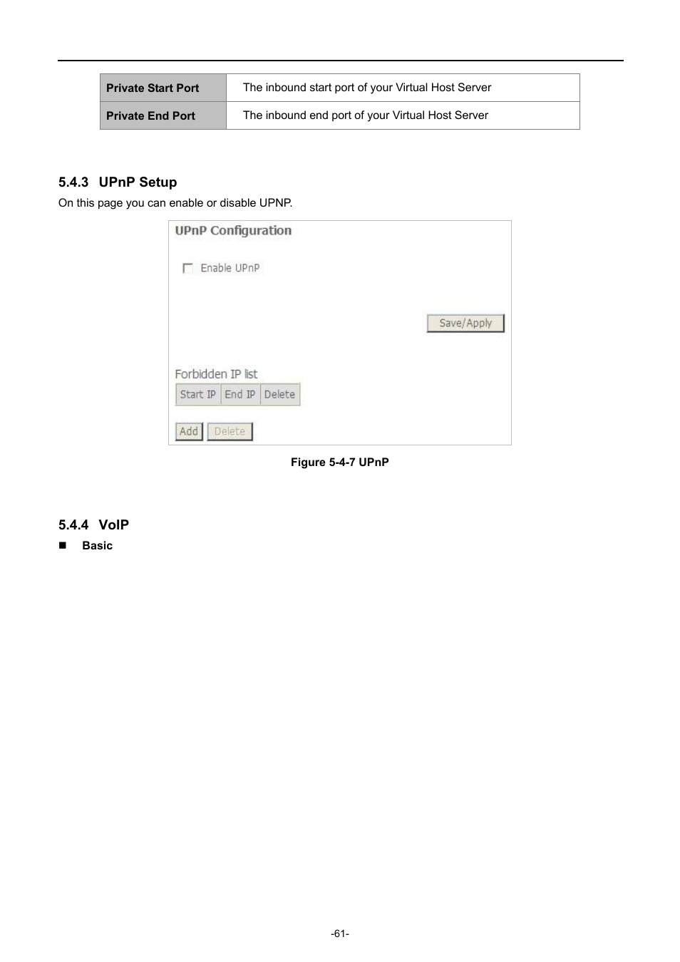 3 upnp setup, 4 voip, Upnp setup | Voip | PLANET EPN-402NV User Manual | Page 67 / 104