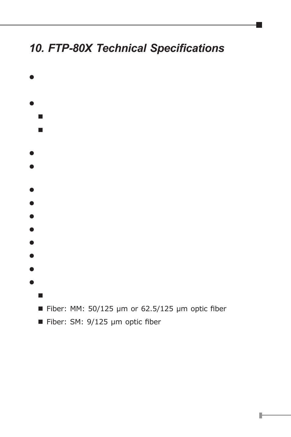 Ftp-80x technical specifications | PLANET FTP-802 User Manual | Page 18 / 22