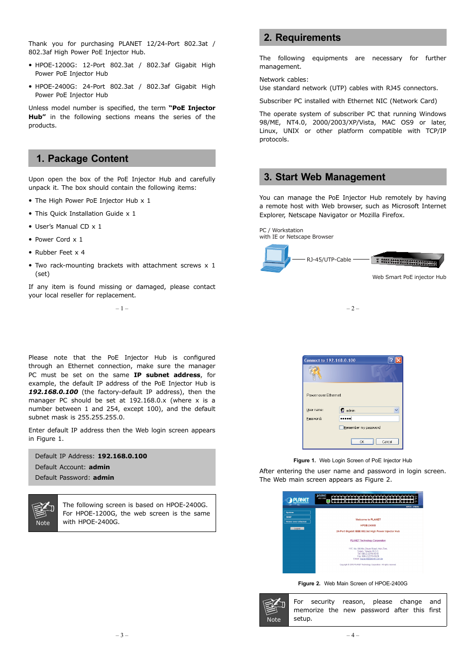 PLANET HPOE-1200G User Manual | 2 pages