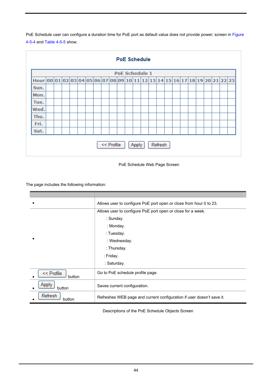 3 poe schedule | PLANET HPOE-1200G User Manual | Page 44 / 58