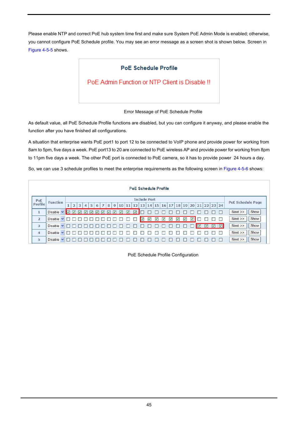4 poe schedule profile configuration example | PLANET HPOE-1200G User Manual | Page 45 / 58