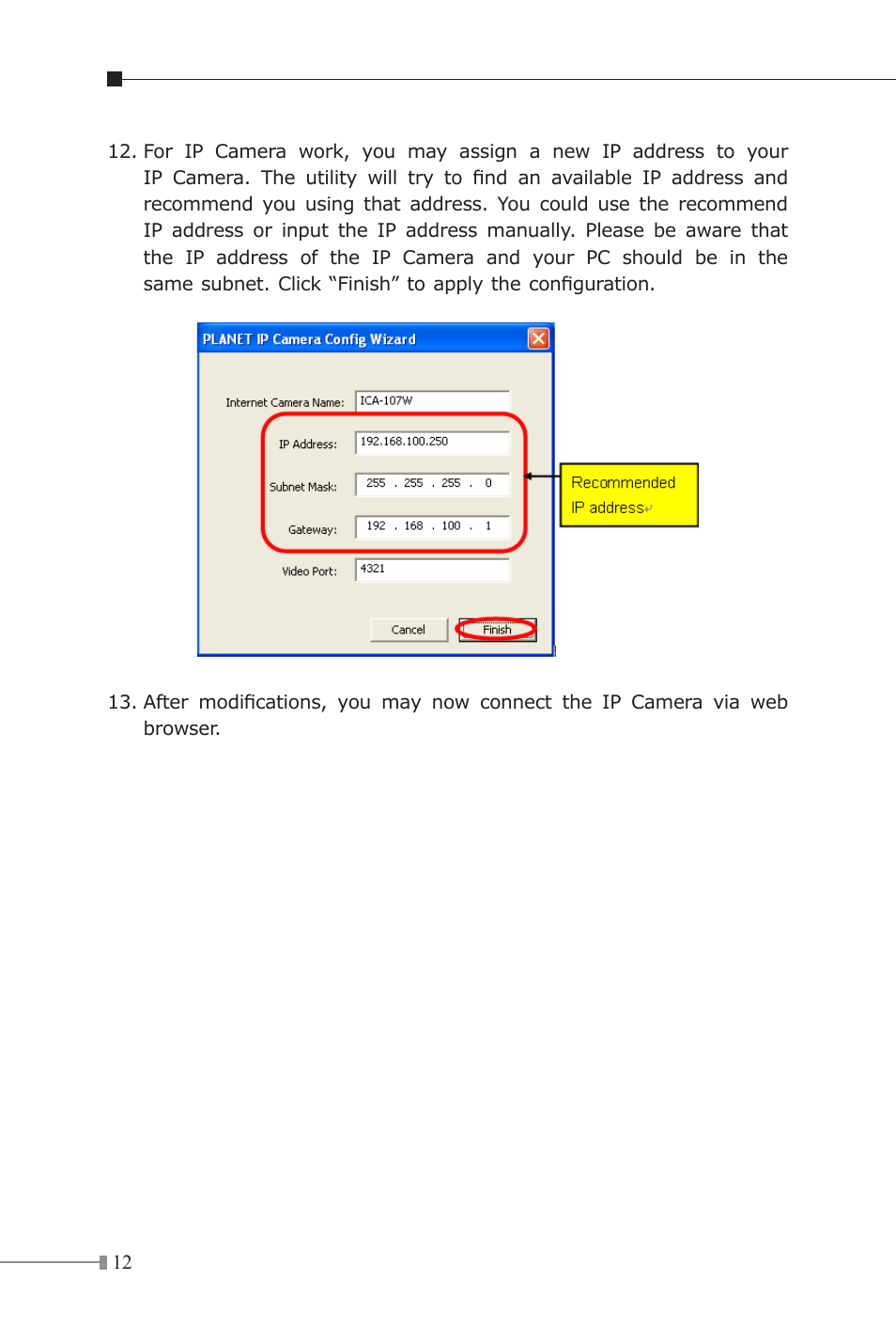 PLANET ICA-107P User Manual | Page 12 / 32