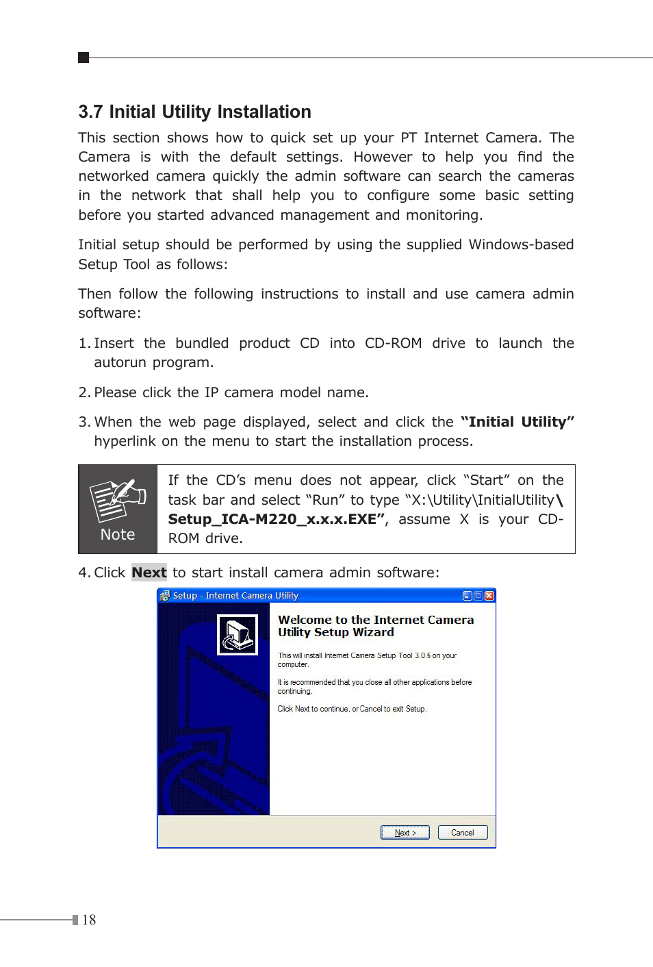 7 initial utility installation | PLANET ICA-107P User Manual | Page 18 / 32