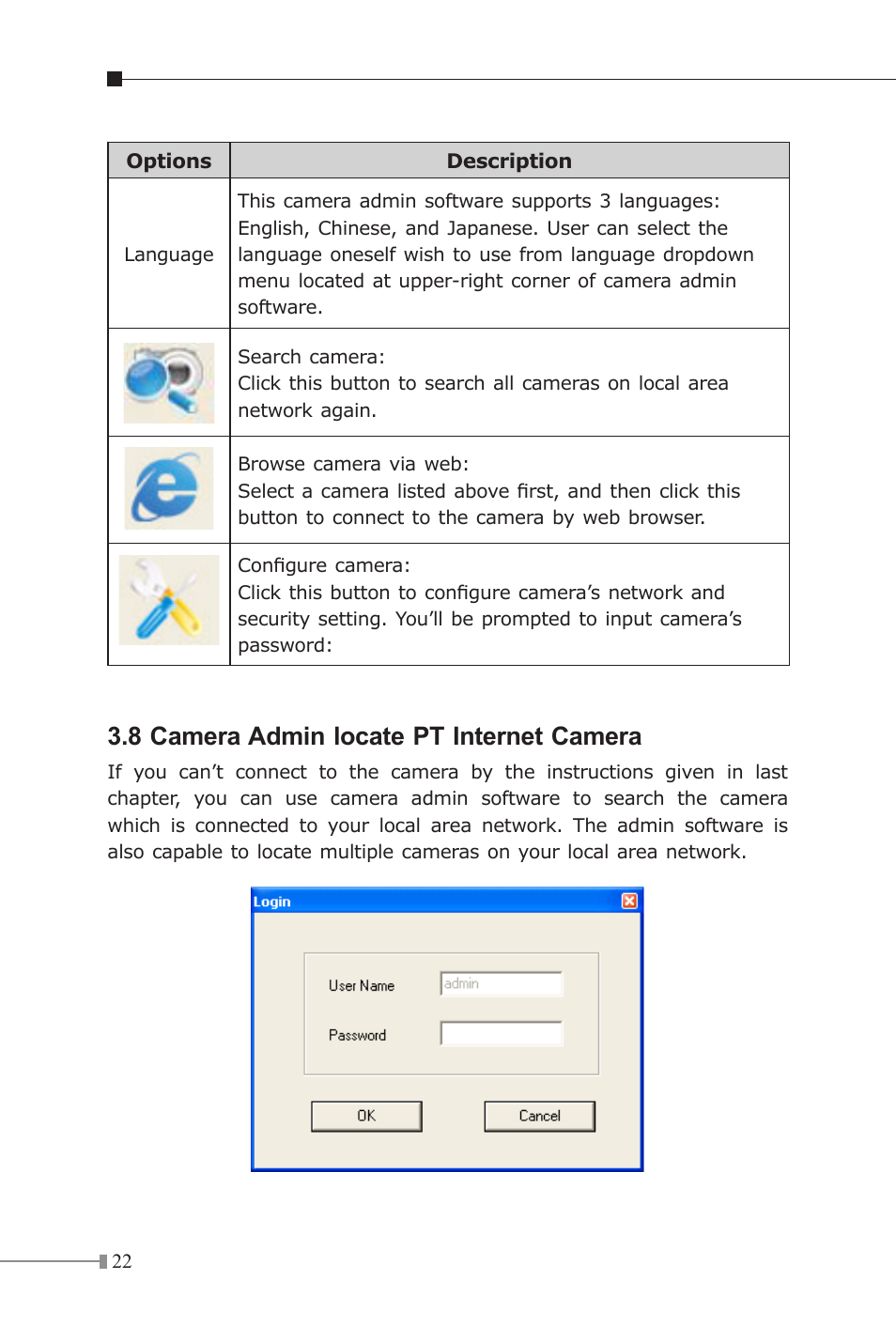 8 camera admin locate pt internet camera | PLANET ICA-107P User Manual | Page 22 / 32