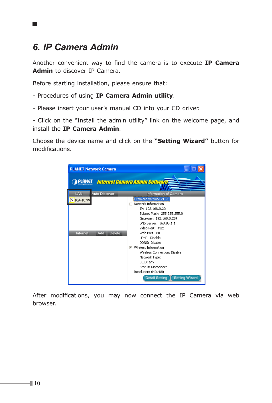 Ip camera admin | PLANET ICA-107P User Manual | Page 10 / 16