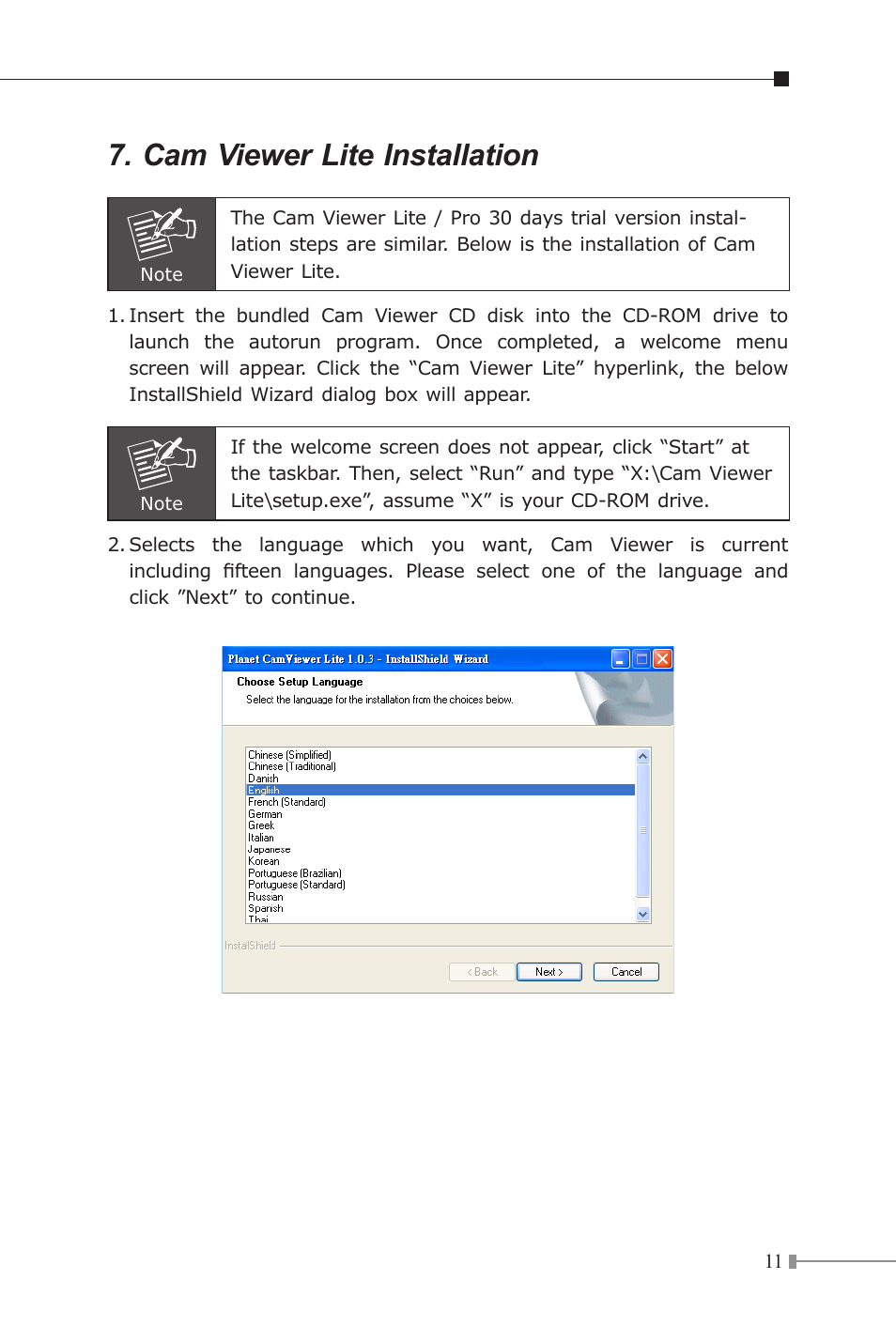 Cam viewer lite installation | PLANET ICA-107P User Manual | Page 11 / 16
