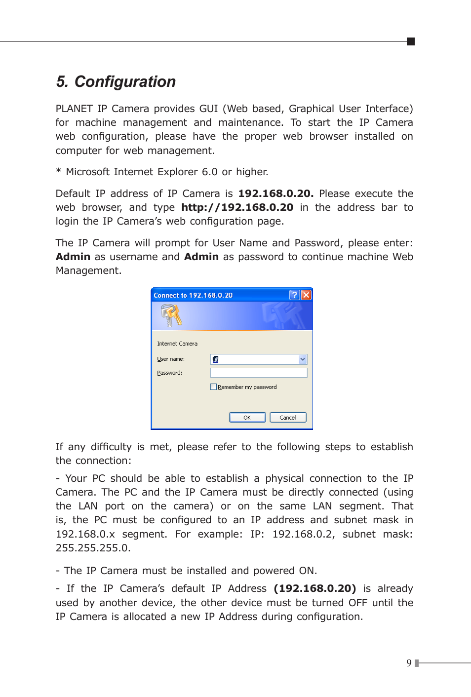 Configuration | PLANET ICA-107P User Manual | Page 9 / 16
