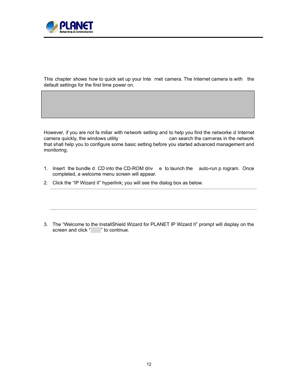 Chapter 3. initial utility installation | PLANET ICA-2200 User Manual | Page 18 / 95