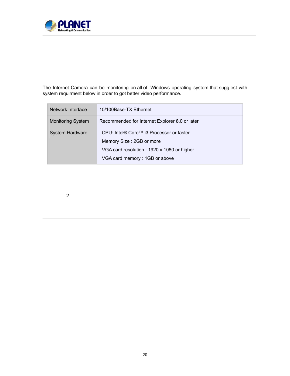 Chapter 4. installation guide, System requirements | PLANET ICA-2200 User Manual | Page 26 / 95