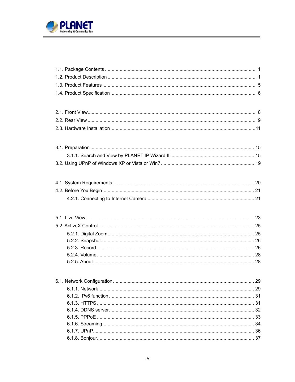 PLANET ICA-2200 User Manual | Page 4 / 95