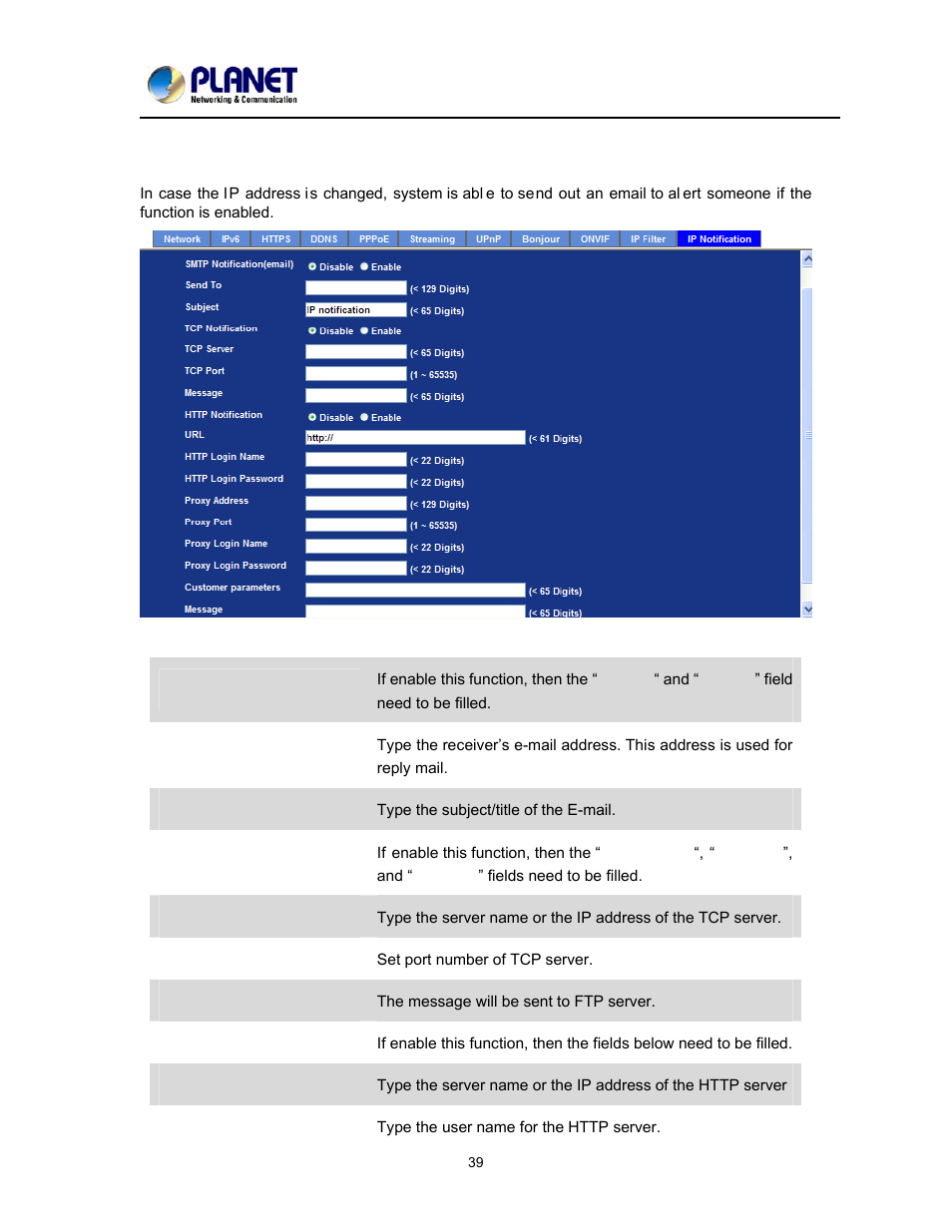 Ip notification | PLANET ICA-2200 User Manual | Page 45 / 95