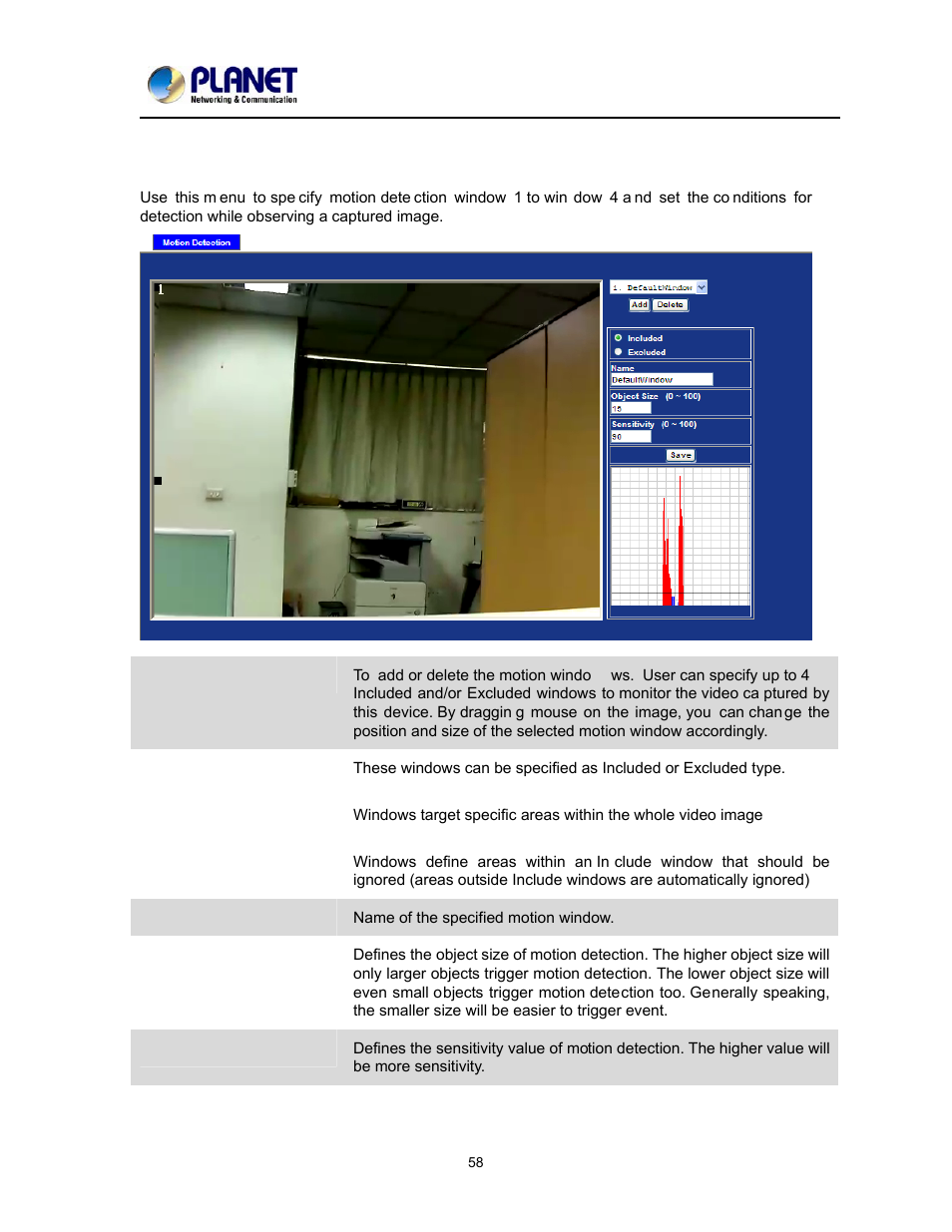 Object detection | PLANET ICA-2200 User Manual | Page 64 / 95