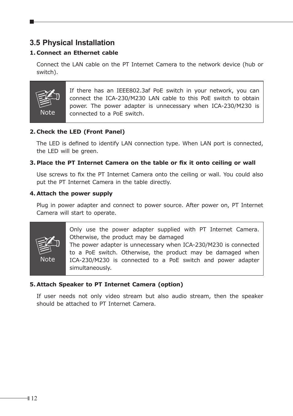 5 physical installation | PLANET ICA-230 User Manual | Page 12 / 36