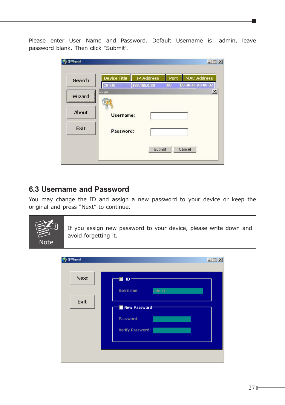 3 username and password | PLANET ICA-230 User Manual | Page 27 / 36