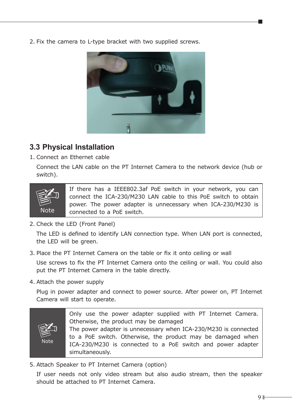3 physical installation | PLANET ICA-230 User Manual | Page 9 / 20