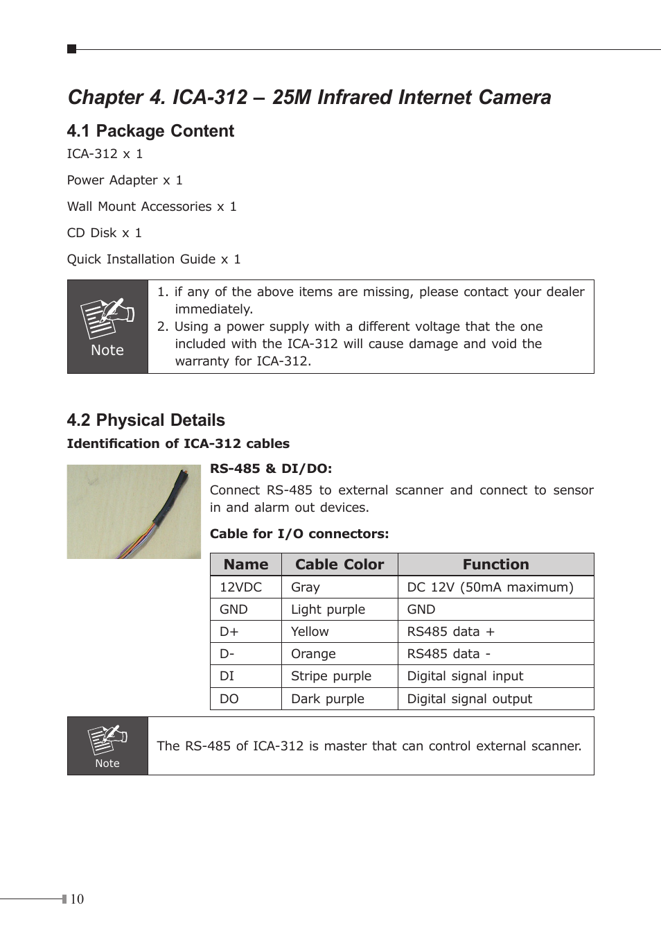 1 package content, 2 physical details | PLANET ICA-310 User Manual | Page 10 / 40