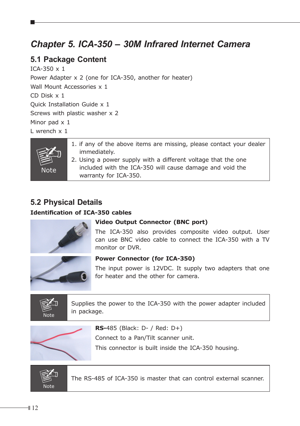 1 package content, 2 physical details | PLANET ICA-310 User Manual | Page 12 / 40