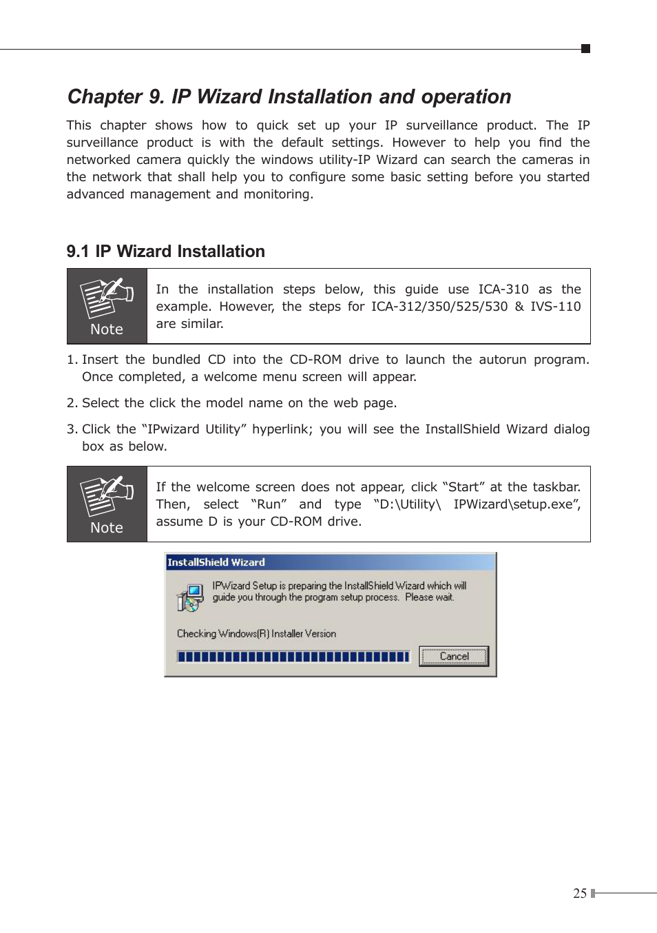 Chapter 9. ip wizard installation and operation, 1 ip wizard installation | PLANET ICA-310 User Manual | Page 25 / 40