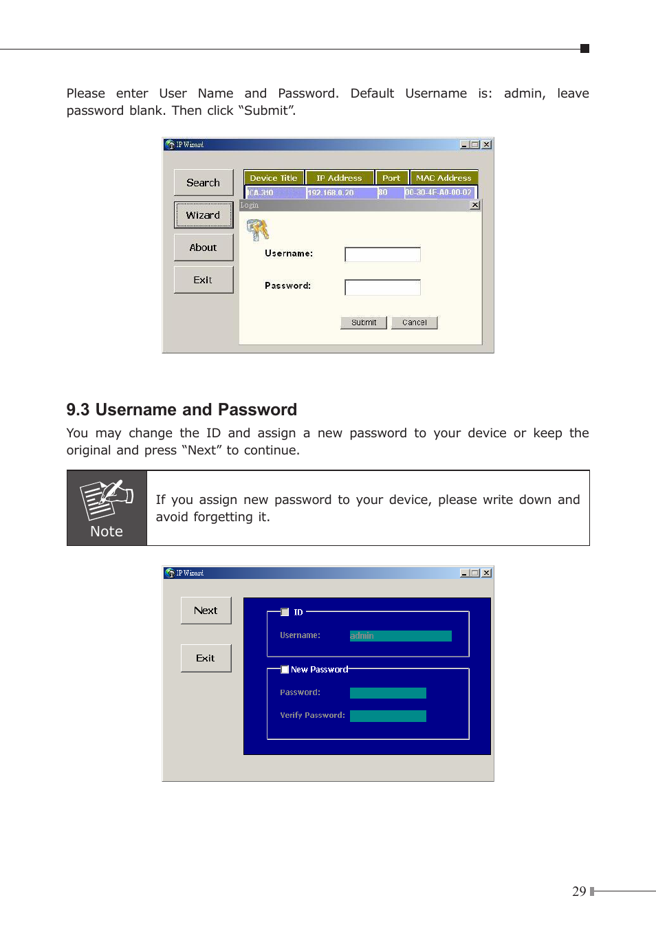 3 username and password | PLANET ICA-310 User Manual | Page 29 / 40