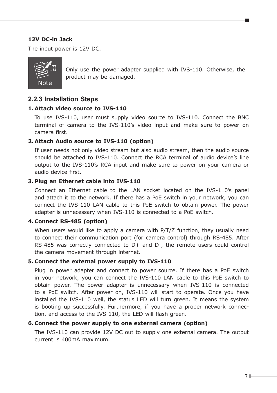 3 installation steps | PLANET ICA-310 User Manual | Page 7 / 40