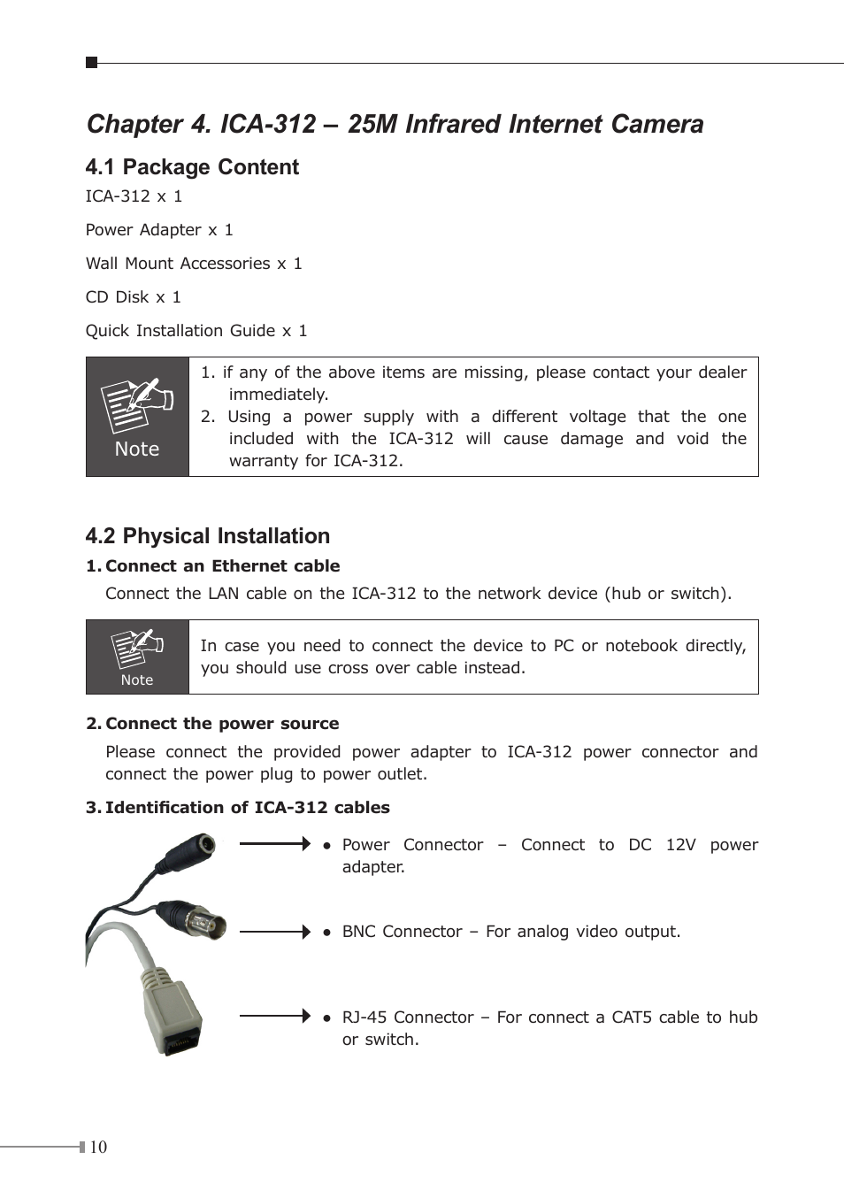 1 package content, 2 physical installation | PLANET ICA-310 User Manual | Page 10 / 32