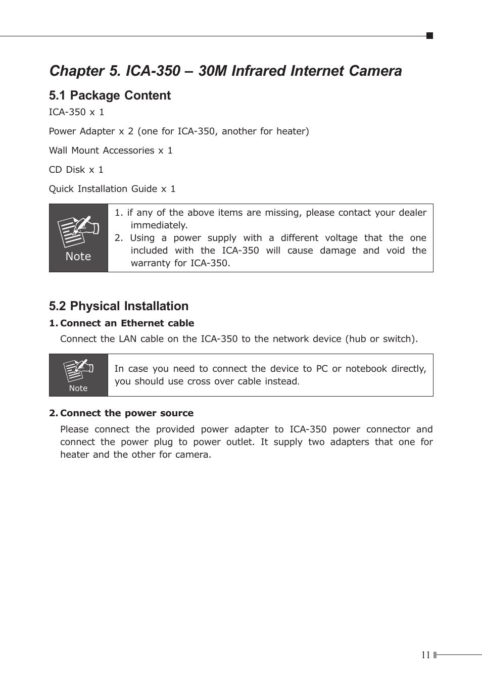 1 package content, 2 physical installation | PLANET ICA-310 User Manual | Page 11 / 32