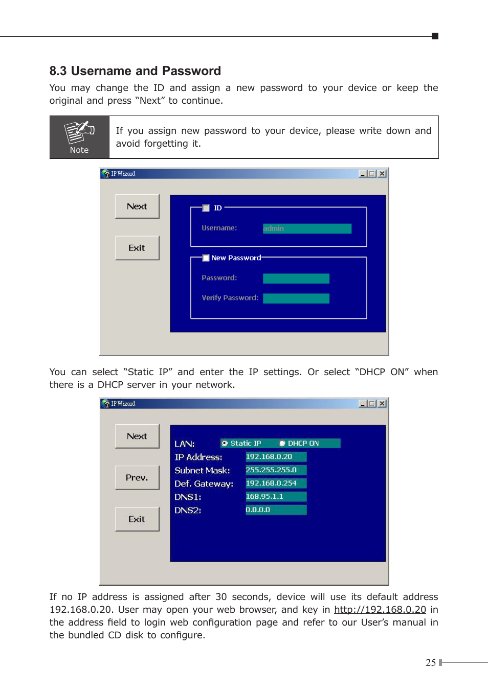 3 username and password | PLANET ICA-310 User Manual | Page 25 / 32