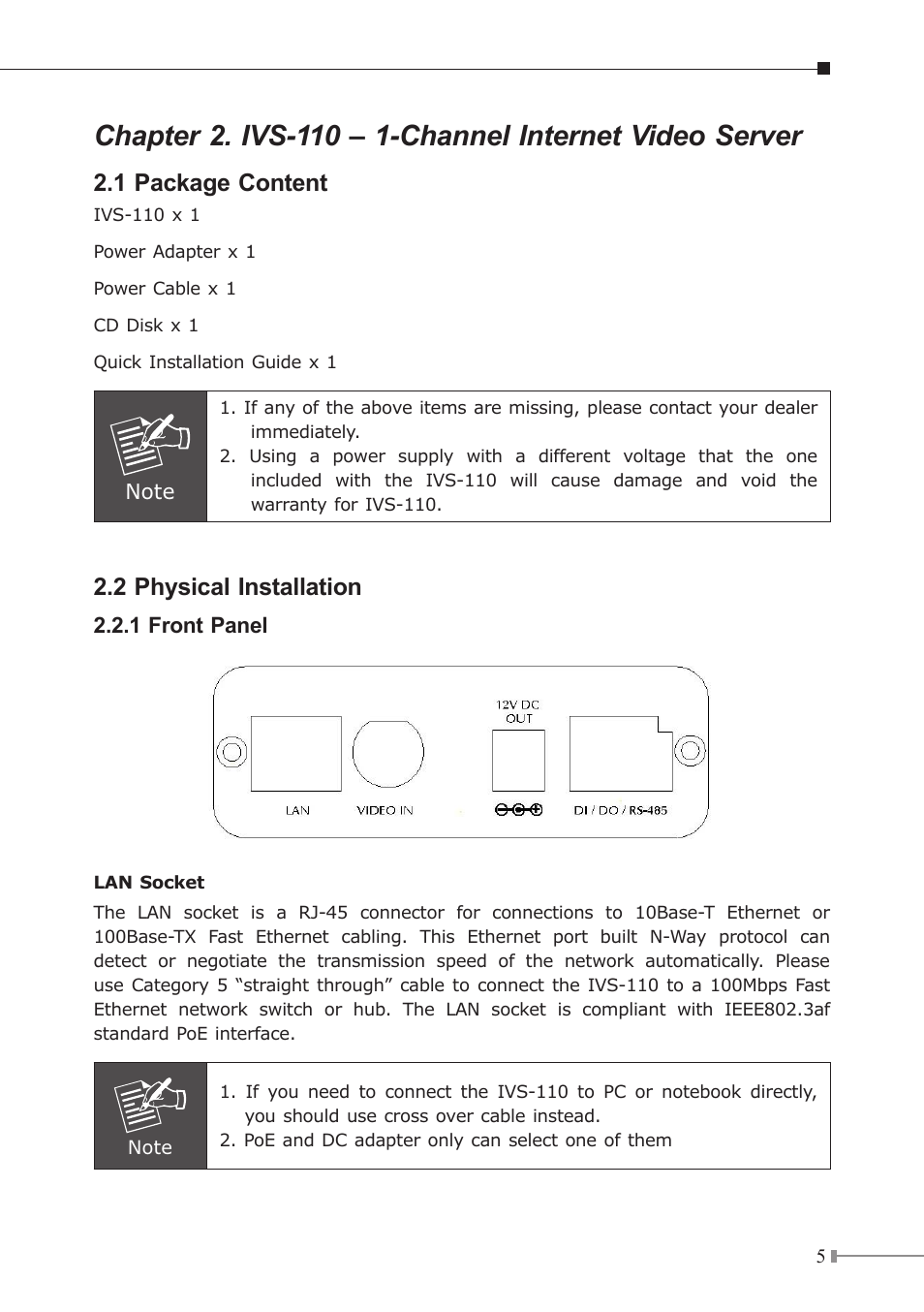 1 package content, 2 physical installation | PLANET ICA-310 User Manual | Page 5 / 32