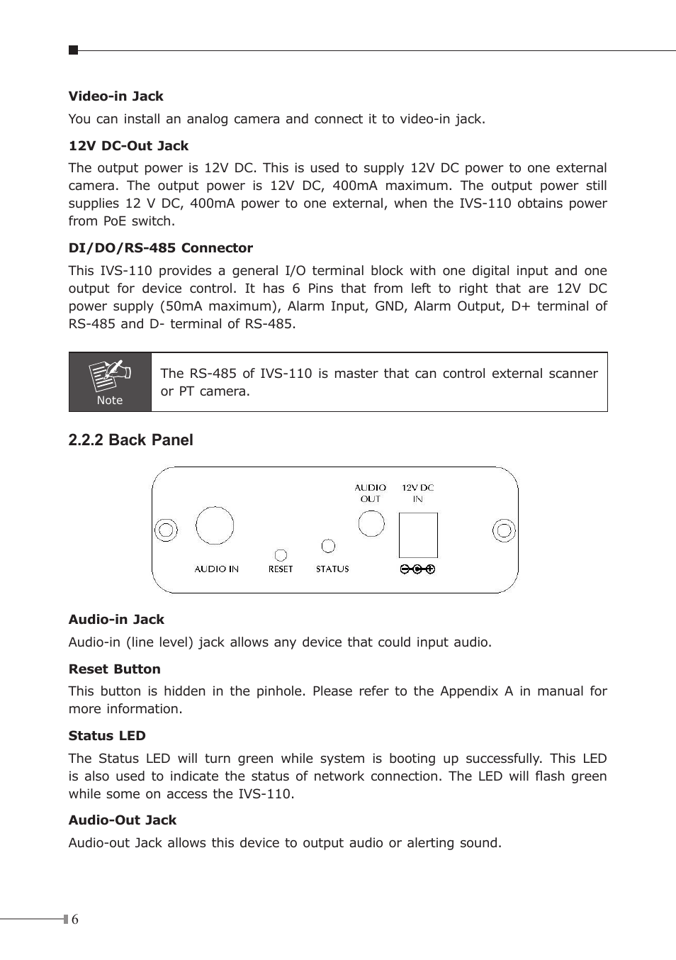 2 back panel | PLANET ICA-310 User Manual | Page 6 / 32