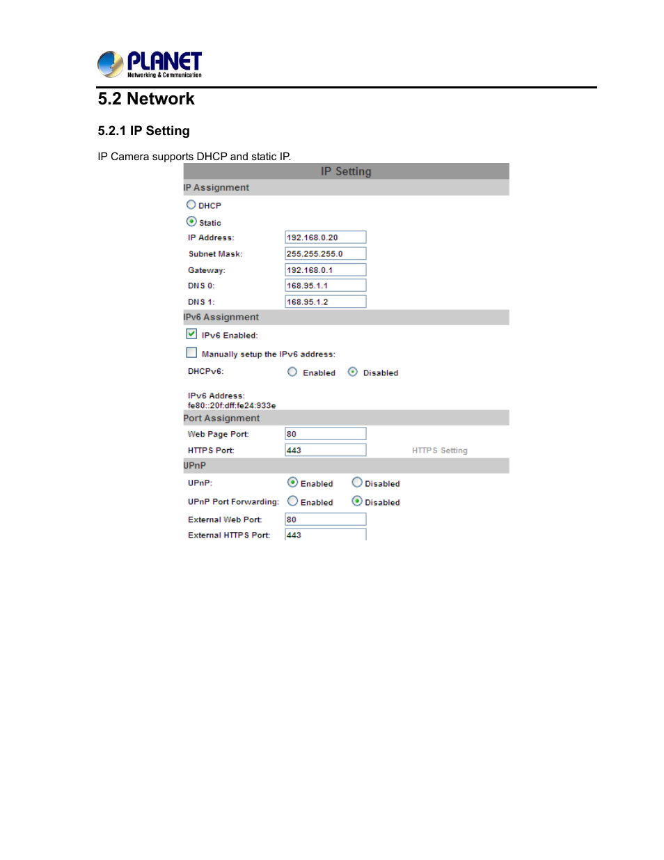 2 network, 1 ip setting | PLANET ICA-3250V User Manual | Page 33 / 80