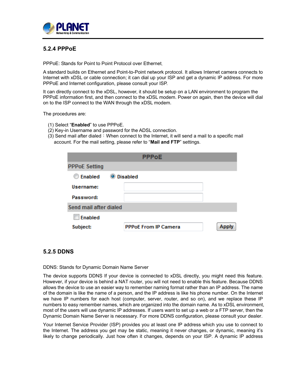 4 pppoe, 5 ddns, 4 pppoe 5.2.5 ddns | PLANET ICA-3250V User Manual | Page 50 / 80