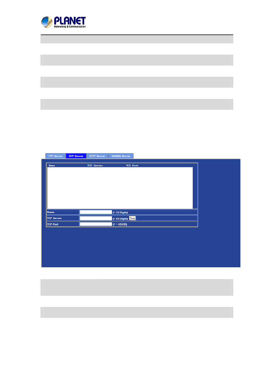 2 tcp server, 3 http server, 2 tcp server 3.17.3 http server | PLANET ICA-3260 User Manual | Page 69 / 88