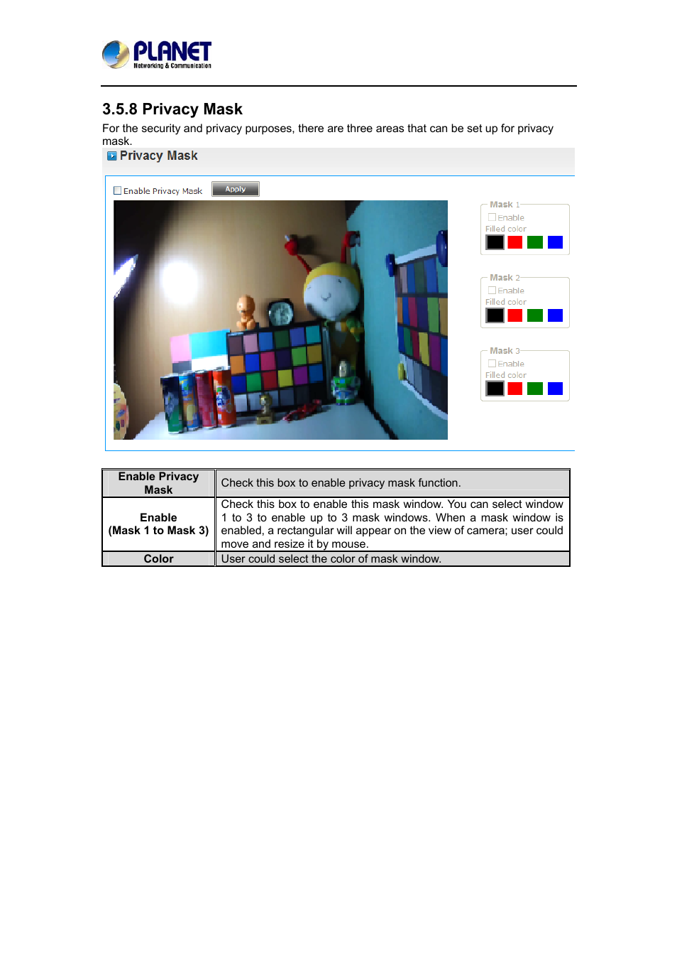 8 privacy mask | PLANET ICA-3350P User Manual | Page 44 / 67