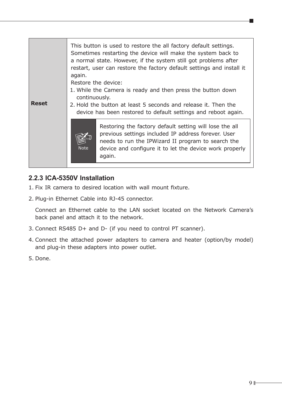 PLANET ICA-3350V User Manual | Page 9 / 12