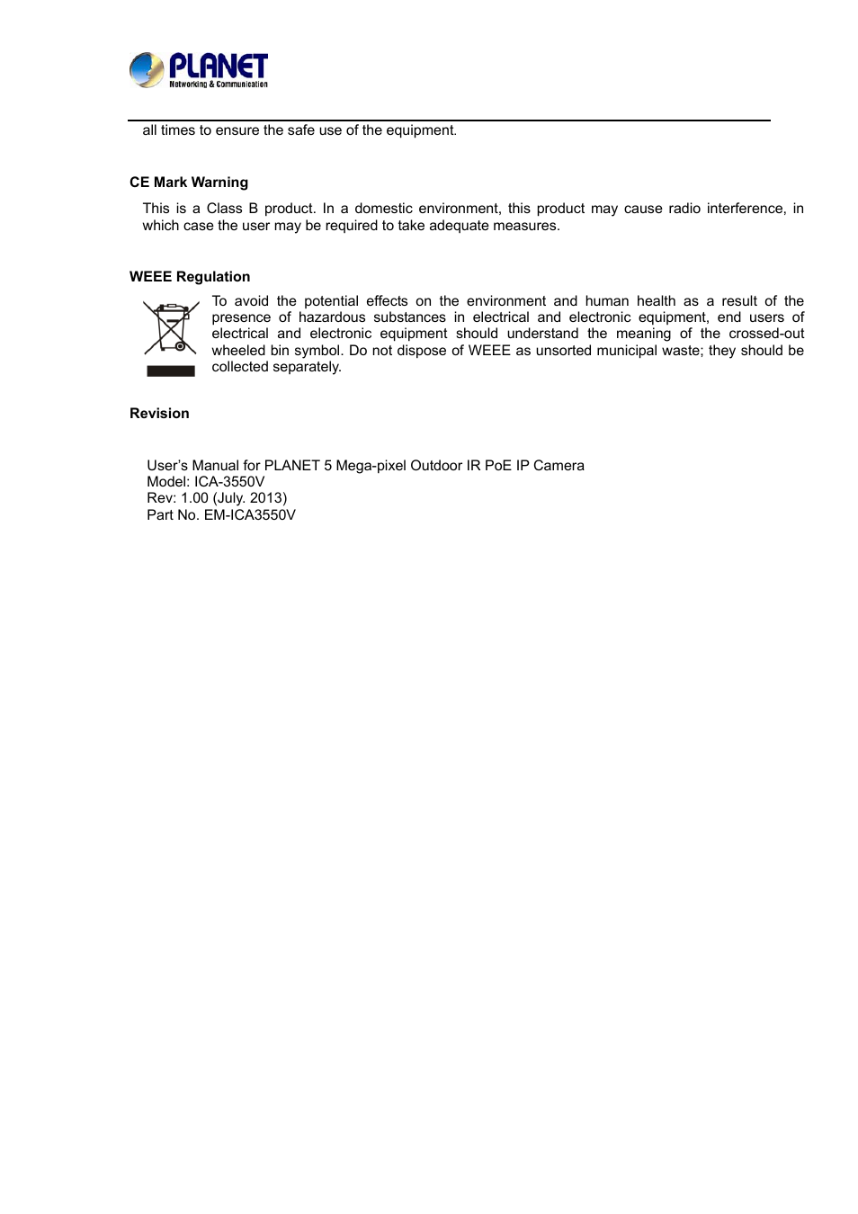 PLANET ICA-3550V User Manual | Page 3 / 81