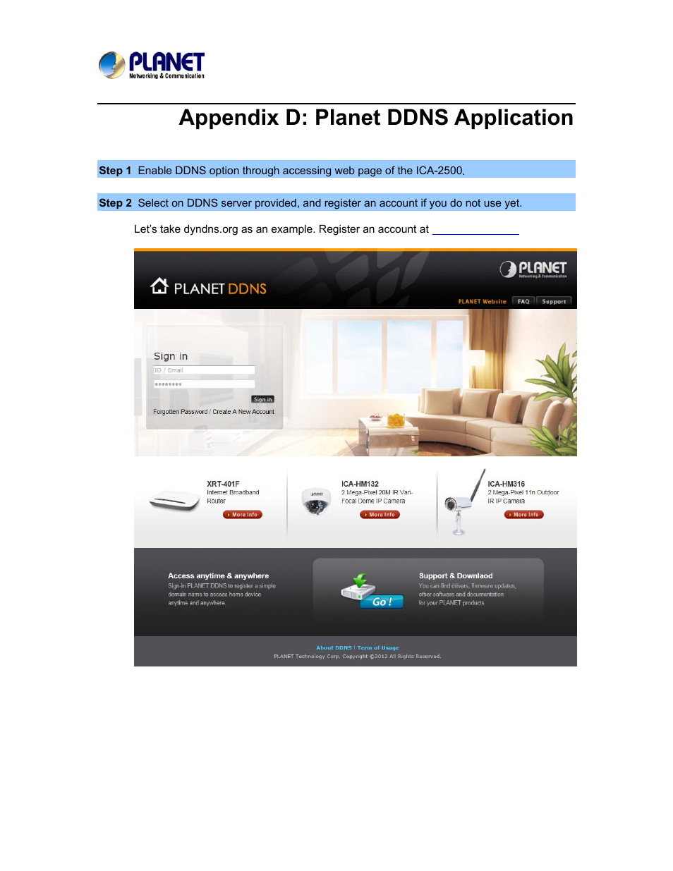 Appendix d: planet ddns application | PLANET ICA-3550V User Manual | Page 73 / 81