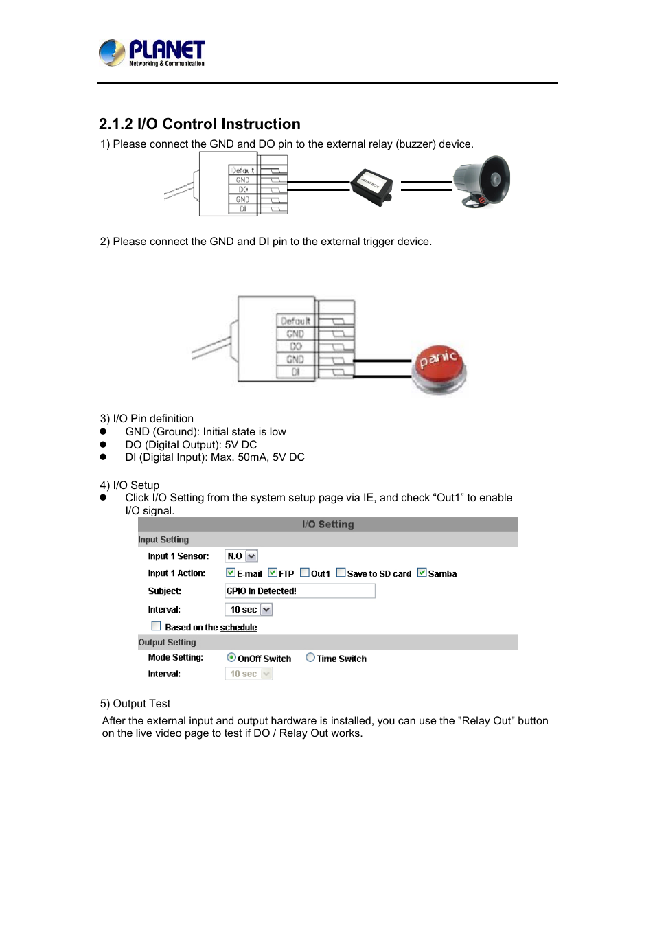 2 i/o control instruction | PLANET ICA-3550V User Manual | Page 13 / 74