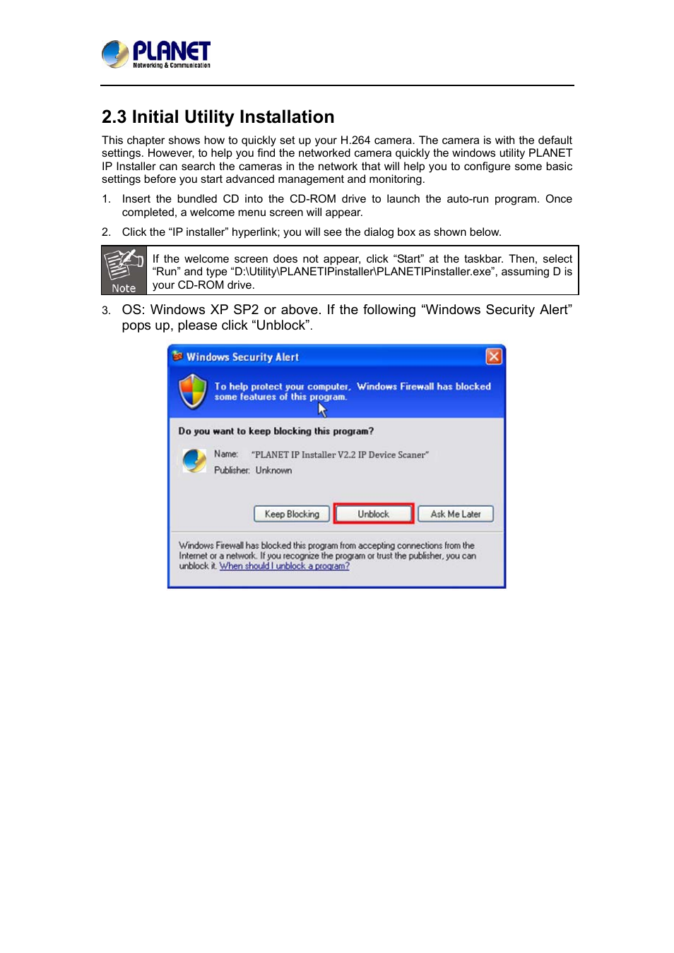 3 initial utility installation | PLANET ICA-3550V User Manual | Page 16 / 74