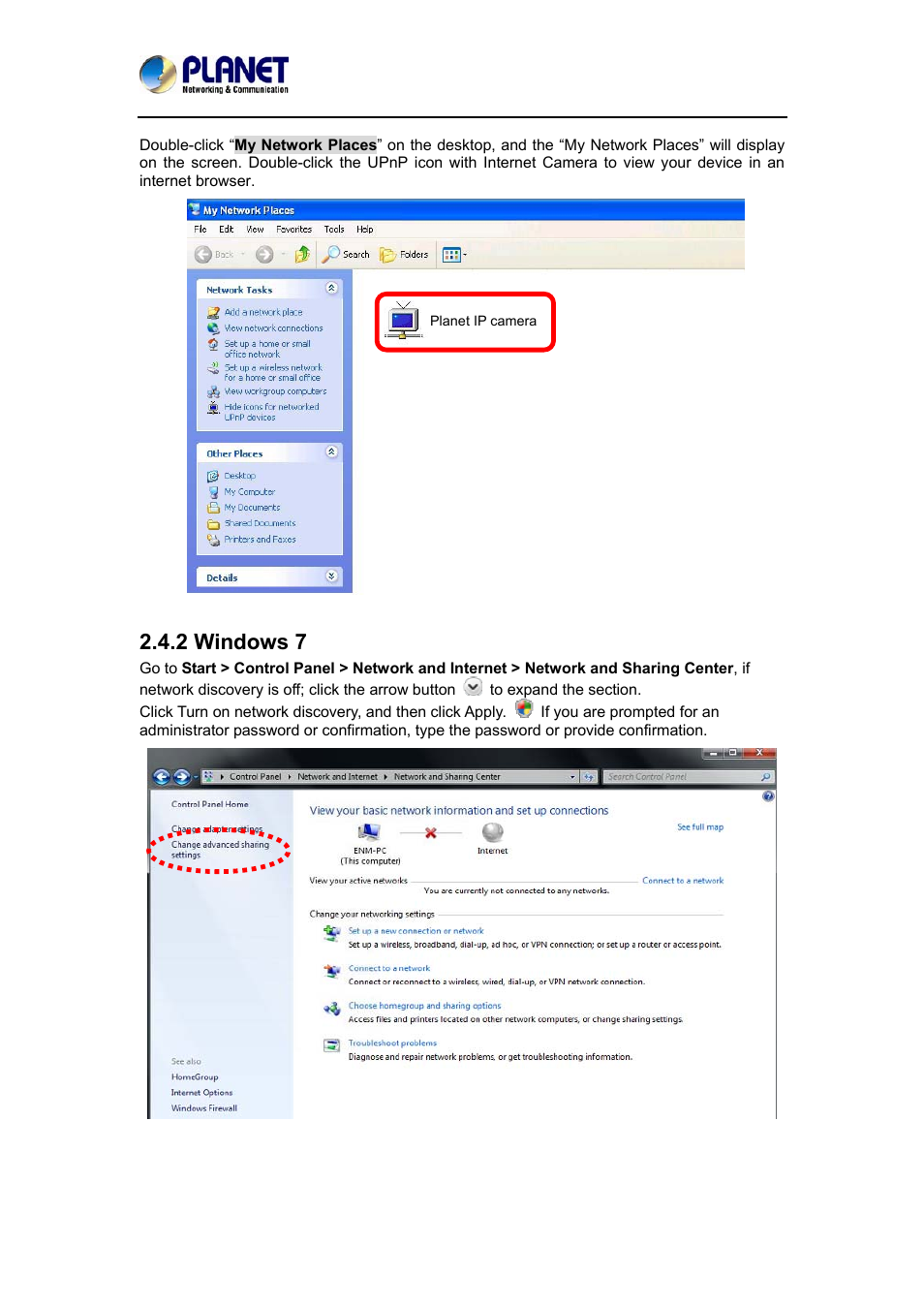 2 windows 7 | PLANET ICA-3550V User Manual | Page 24 / 74