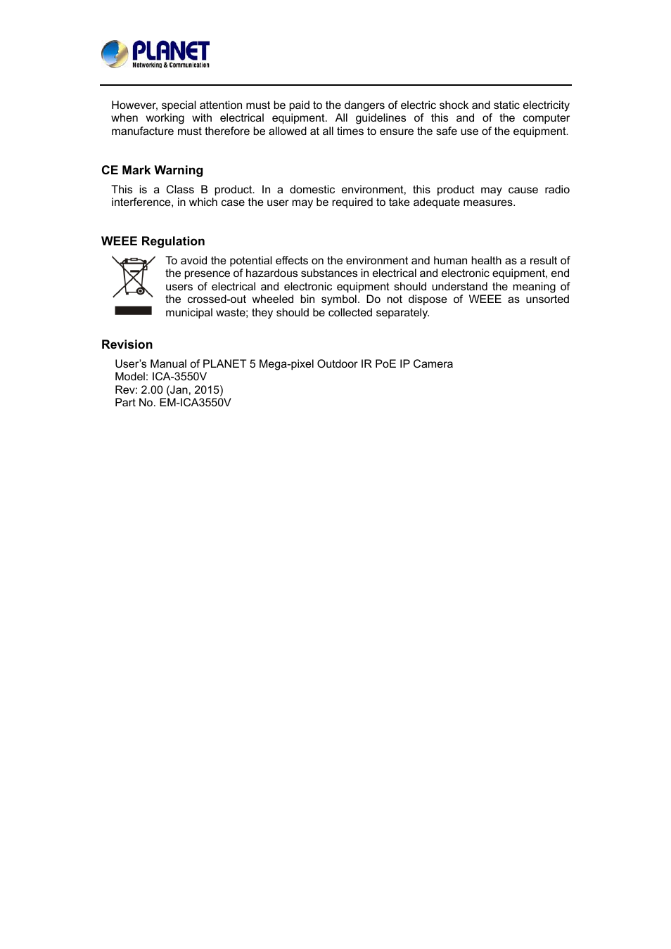 PLANET ICA-3550V User Manual | Page 3 / 74